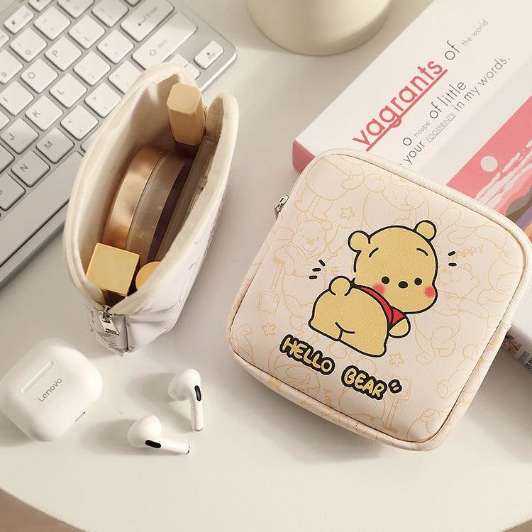 Cute Bear Mini Zipper Pouch | Kawaii Coin Purse & Makeup Organizer | Portable Storage Case for Earbuds, Cosmetics, Jewellery & Small Essentials