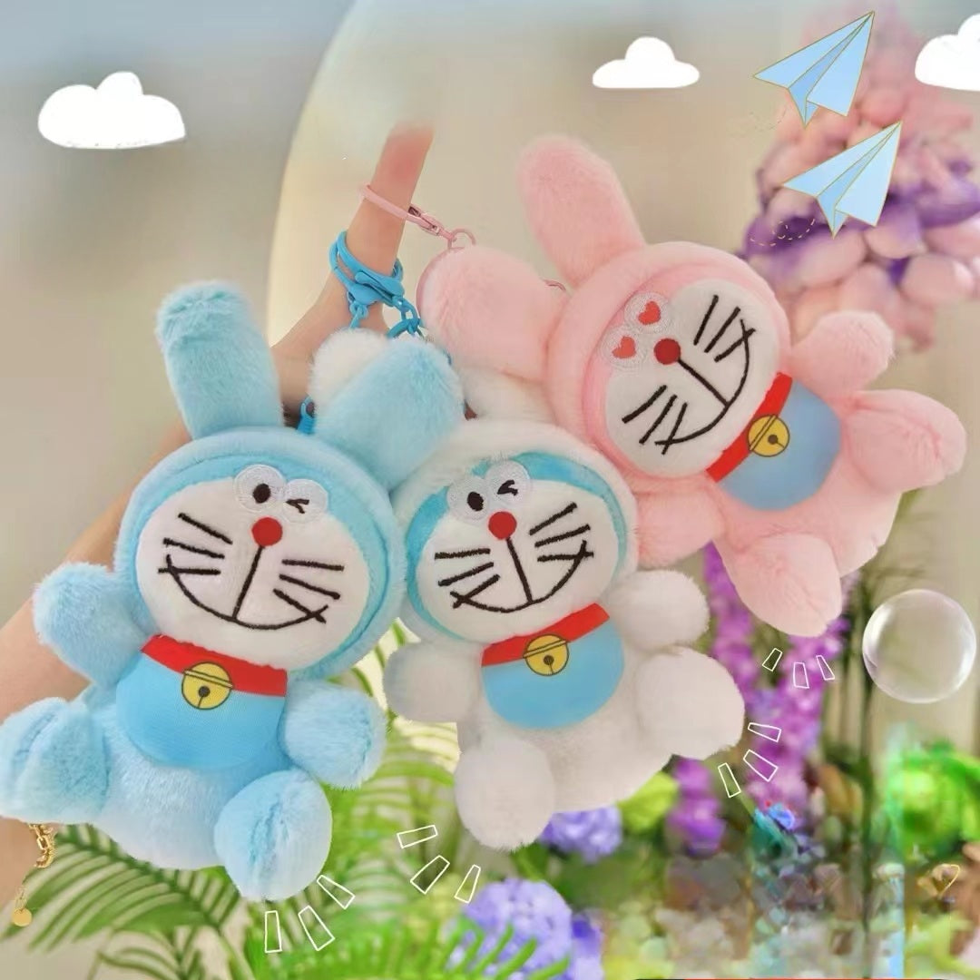 Kawaii Bunny Doraemon Plush Keychain