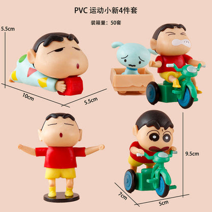 Crayon Shinchan Mini Action Figure Set of 4 (PVC Cartoon Figurines) – Cute Shinchan Toys, Anime Collectibles, Desk Decor, Kids Gift Set