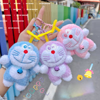 Cute Doraemon Plush Keychain with Bell – Kawaii Soft Toy Keyring