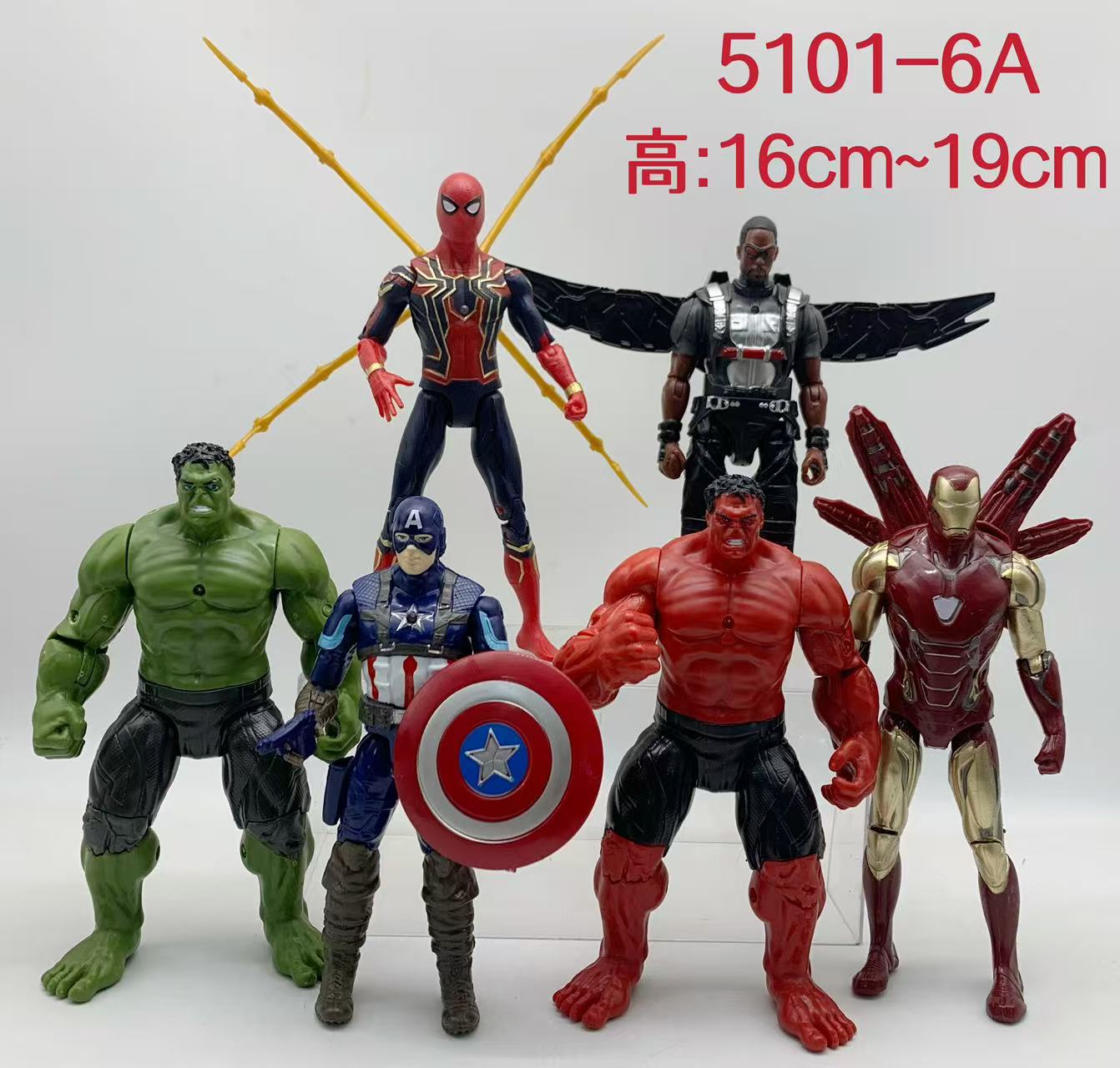 Marvel Avengers Action Figure Set (6–7 Inches) – Spider-Man, Iron Man, Hulk, Captain America, Falcon & Red Hulk Collectible Toy Figures
