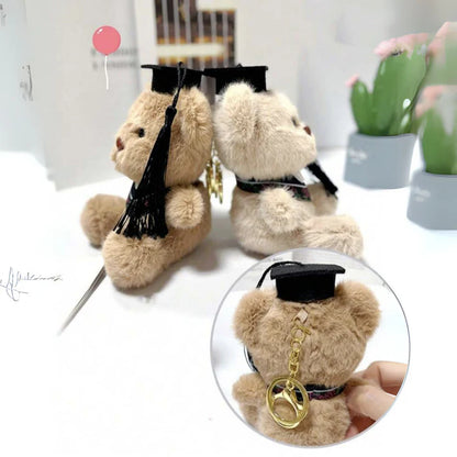 Plush Graduation Bear 3D Keychain