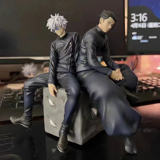 Gojo & Geto Sitting Figure – Jujutsu Kaisen Anime PVC Collectible Statue | Duo Action Figure Desk Decor (10–12 cm)