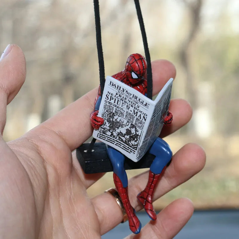 Spider-Man Swinging Car Hanging Ornament – Marvel Superhero Rear View Mirror Decor | Cute Dashboard & Car Interior Accessory