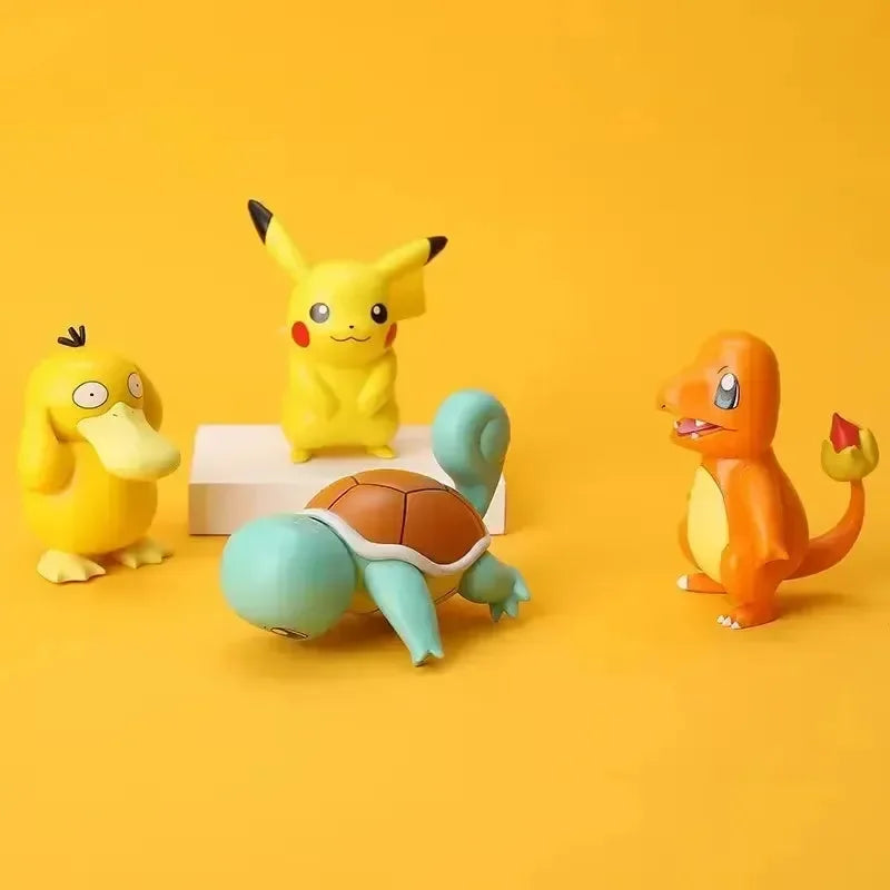 Pokemon Action Figure Set of 6 PVC Mini Collectible Toys – Pikachu, Charmander, Squirtle, Bulbasaur, Jigglypuff & Psyduck Anime Figurines for Kids, Desk Decor, Birthday Gift & Collectors