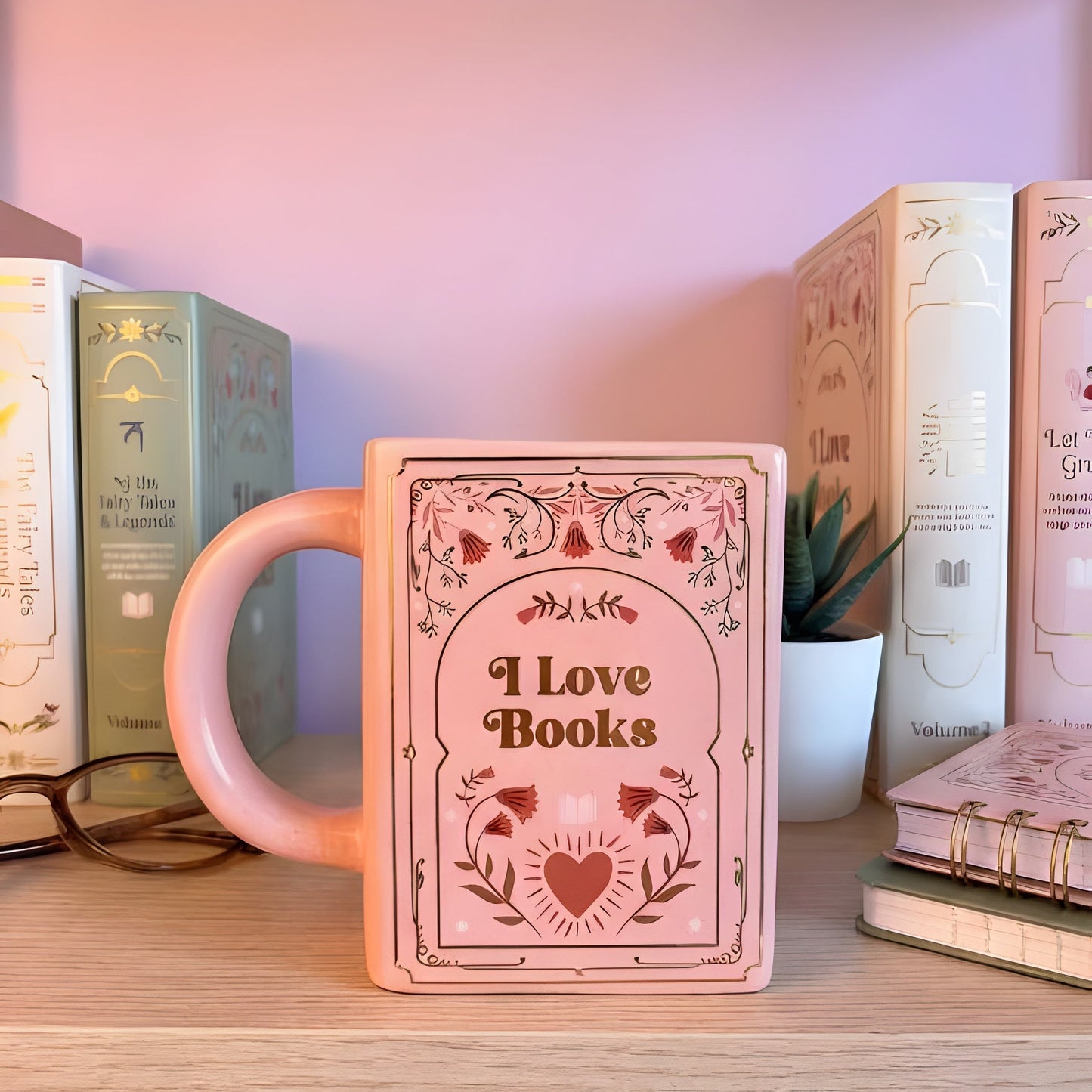 Coffee & Books Vintage Book Mug – Aesthetic Ceramic Book Lover Coffee Cup