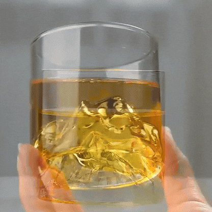 3D Mountain Whiskey Glass – Unique Crystal Clear Mountain Design Drinking Glass for Whiskey, Scotch & Cocktails