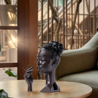 Elegant Lady Face Incense Burner Set with Hand Holder – Modern Resin Smoke Backflow Incense Burner Statue | Aesthetic Home Decor & Meditation Aromatherapy Showpiece