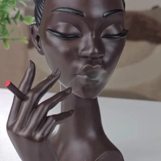 Elegant Lady Face Incense Burner Set with Hand Holder – Modern Resin Smoke Backflow Incense Burner Statue | Aesthetic Home Decor & Meditation Aromatherapy Showpiece