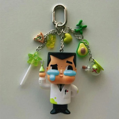 Powerpuff Girls Keychain with Box | Cute Cartoon Character Bag Charms | Blossom Bubbles Buttercup Keyrings for Kids & Girls