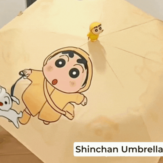 Shinchan Cartoon Automatic Umbrella – Cute Foldable Kids & Women Umbrella | Windproof Waterproof Travel Umbrella | Kawaii Shinchan Rain Umbrella