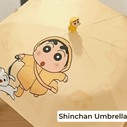 Shinchan Cartoon Automatic Umbrella – Cute Foldable Kids & Women Umbrella | Windproof Waterproof Travel Umbrella | Kawaii Shinchan Rain Umbrella
