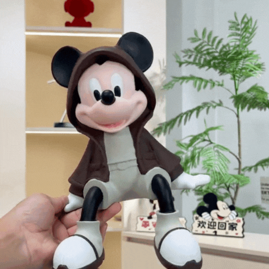 Disney Mickey Mouse Hoodie Sitting Figurine – Cute Kawaii Mickey Mouse Shelf Decor Showpiece for Bedroom, Office Desk & Home Decoration
