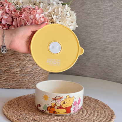 Winnie the Pooh 3-Piece Food Storage Container Set with Lids | Cartoon Lunch Box | Microwave Safe Snack & Kitchen Storage Bowls