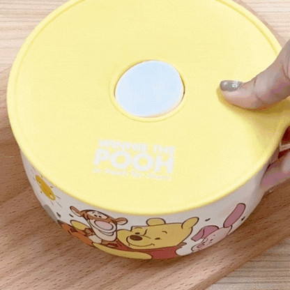 Winnie the Pooh 3-Piece Food Storage Container Set with Lids | Cartoon Lunch Box | Microwave Safe Snack & Kitchen Storage Bowls
