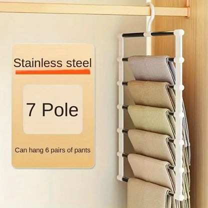 7-Pole Multi-Purpose Pants Hanger & Wardrobe Organizer – Space-Saving Trouser, Scarf, Tie & Clothing Storage Rack