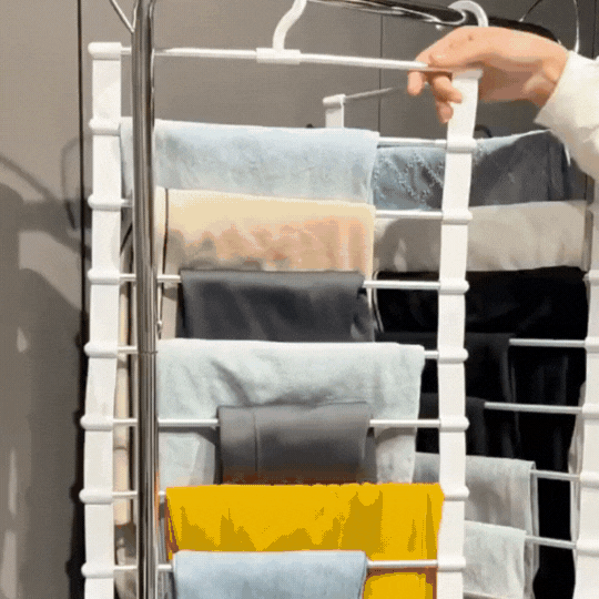 7-Pole Multi-Purpose Pants Hanger & Wardrobe Organizer – Space-Saving Trouser, Scarf, Tie & Clothing Storage Rack