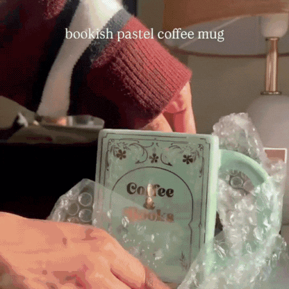 Coffee & Books Vintage Book Mug – Aesthetic Ceramic Book Lover Coffee Cup
