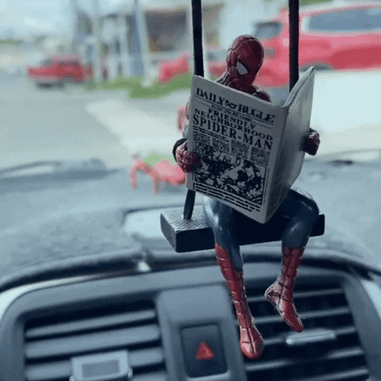 Spider-Man Swinging Car Hanging Ornament – Marvel Superhero Rear View Mirror Decor | Cute Dashboard & Car Interior Accessory
