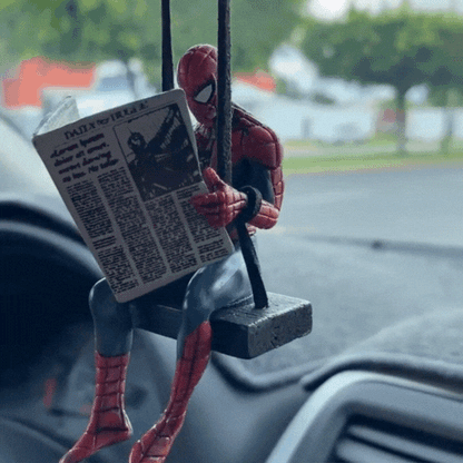 Spider-Man Swinging Car Hanging Ornament – Marvel Superhero Rear View Mirror Decor | Cute Dashboard & Car Interior Accessory