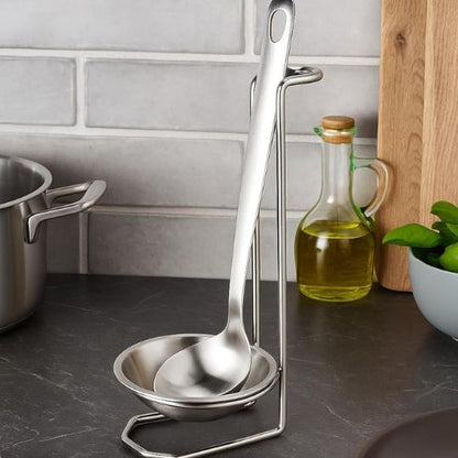 Stainless Steel Ladle Holder with Stand – Kitchen Spoon Rest for Cooking, Soup Ladle, Serving Spoon & Utensil Organizer