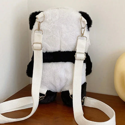 Kawaii Panda Plush Backpack – Soft Panda Teddy Mini School Bag for Kids & Girls