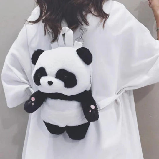 Kawaii Panda Plush Backpack – Soft Panda Teddy Mini School Bag for Kids & Girls