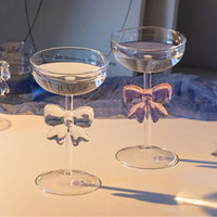 Pink Bow Coupe Glass | Cute Aesthetic Cocktail & Champagne Glass | Kawaii Glassware for Drinks & Desserts