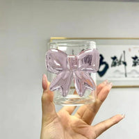 Kawaii Pink Bow Glass Cup – Cute 3D Bow Drinking Glass for Milk, Coffee, Juice & Aesthetic Home Décor