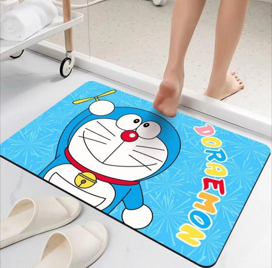 Doraemon Cartoon Anti-Slip Floor Mat | Kawaii Anime Bathroom Mat | Cute Bedroom Door Rug | Soft Absorbent Kids Room Carpet