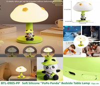 Kawaii Mushroom Table Lamp with Cute Panda Figurine – LED Night Light for Bedroom & Study