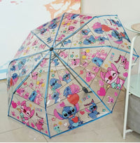 Cute Stitch & Angel Transparent Umbrella – Kawaii Cartoon Umbrella for Kids & Adults