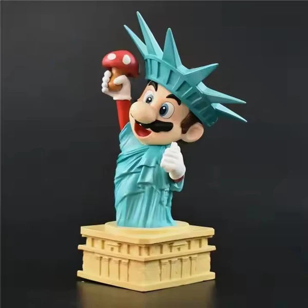 Mario Statue of Liberty PVC Action Figure – 19cm Super Mario Collectible Figurine | Gaming Character Desk Decor | Premium Anime Display Model | Gift for Gamers & Nintendo Fans