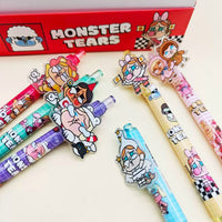 Cry Baby Monster Tears Gel Pen Set (Pack of 6) | Cute Cartoon Kawaii Writing Pens for Kids, Students & Gift