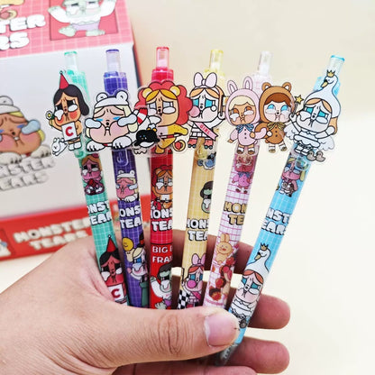 Cry Baby Monster Tears Gel Pen Set (Pack of 6) | Cute Cartoon Kawaii Writing Pens for Kids, Students & Gift