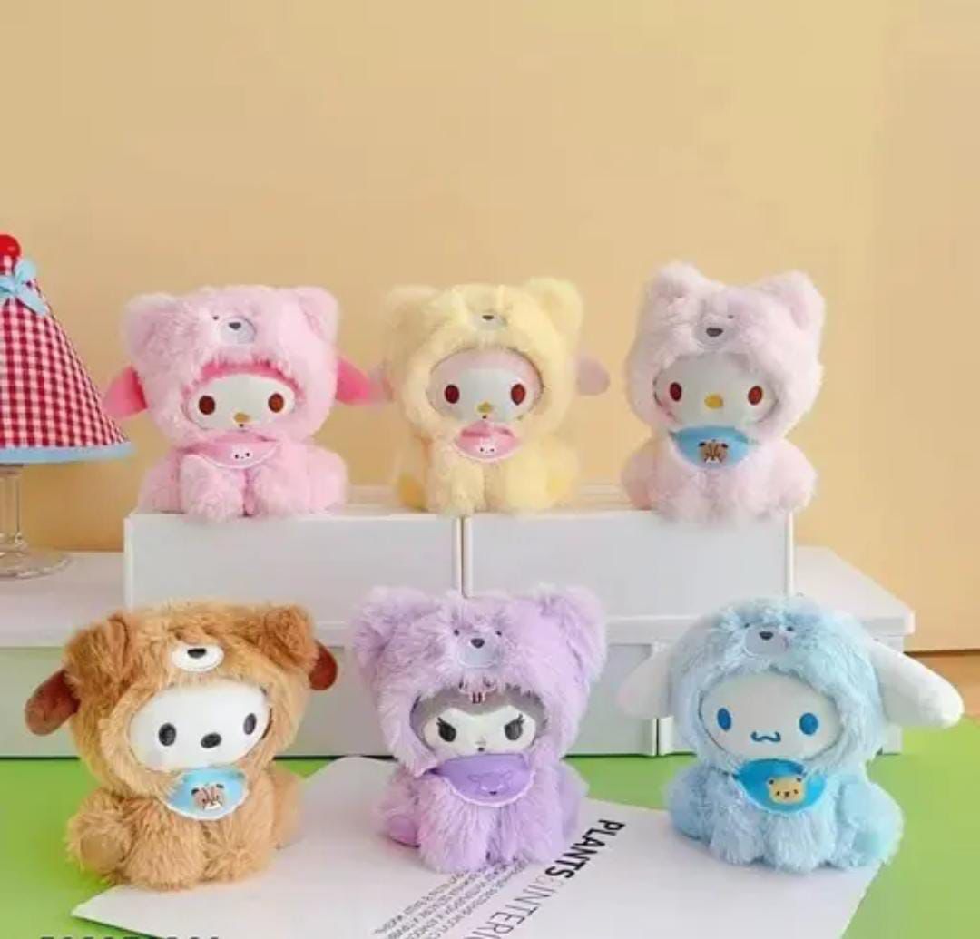 Sanrio Kawaii Teddy Plush Keychain – Kuromi, My Melody, Cinnamoroll & Friends Cute Bag Charm