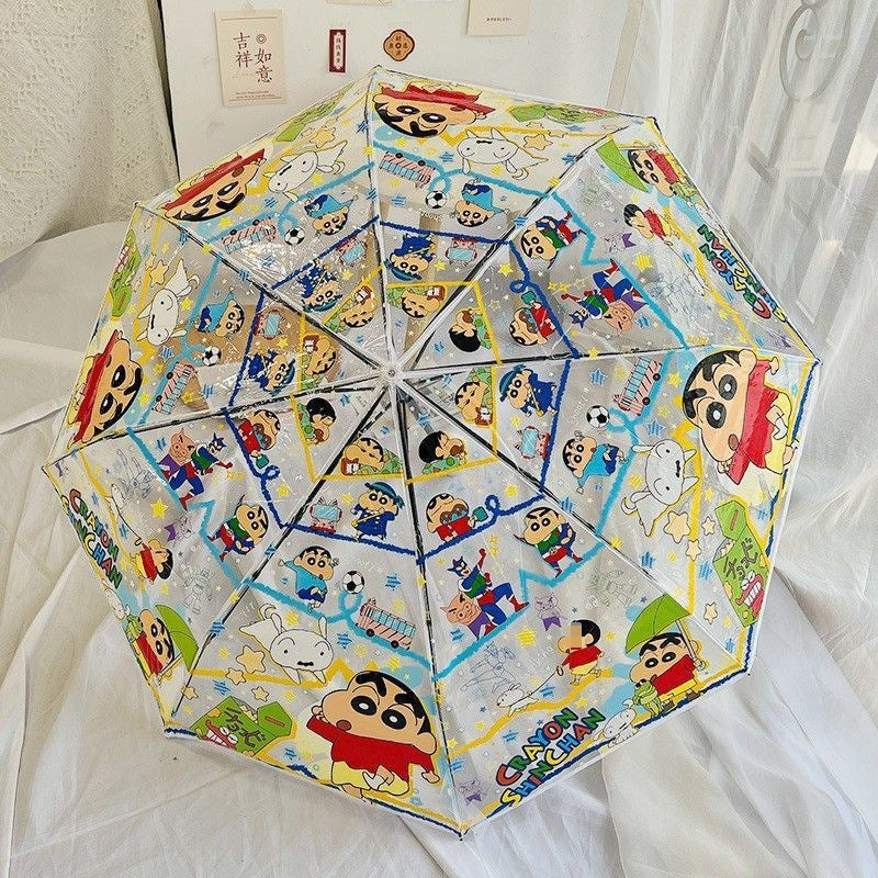 Shinchan Transparent Kids Umbrella – Cute Cartoon Folding Rain Umbrella for Boys & Girls | Lightweight Portable Anime Umbrella
