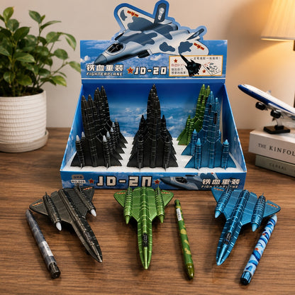 3D Fighter Jet Gel Pen – Military Aircraft Click Pen with 2 Erasable Refills | Aeroplane Shape Novelty Pen | Airplane Stationery Gift for Kids, Boys, Students & Collectors (1 Piece)