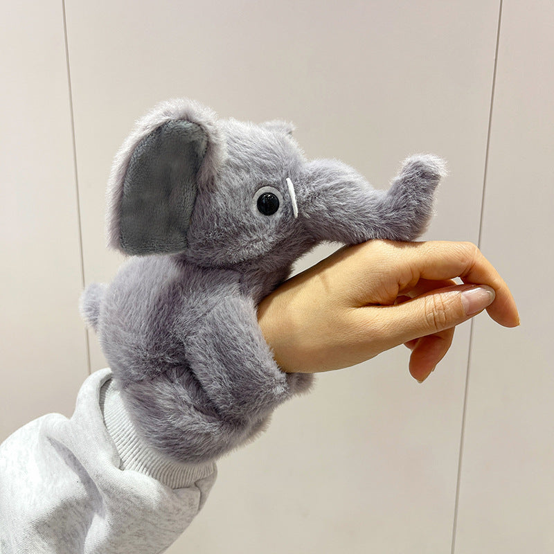 Cute Grey Elephant Plush Wrist Hugger – Soft Stuffed Elephant Slap Bracelet / Hand Cuff Toy for Kids & Adults