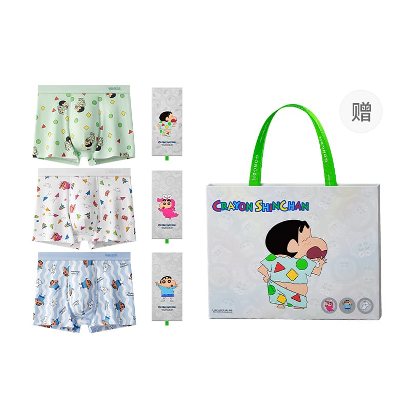 Crayon Shinchan Boxer Underwear Set of 3 for Men – Size L | Premium Gift Box & Shinchan Bag