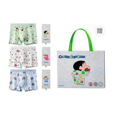 Crayon Shinchan Boxer Underwear Set of 3 for Men – Size L | Premium Gift Box & Shinchan Bag