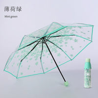 New Flower Print Transparent Umbrella