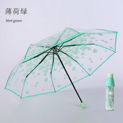 New Flower Print Transparent Umbrella