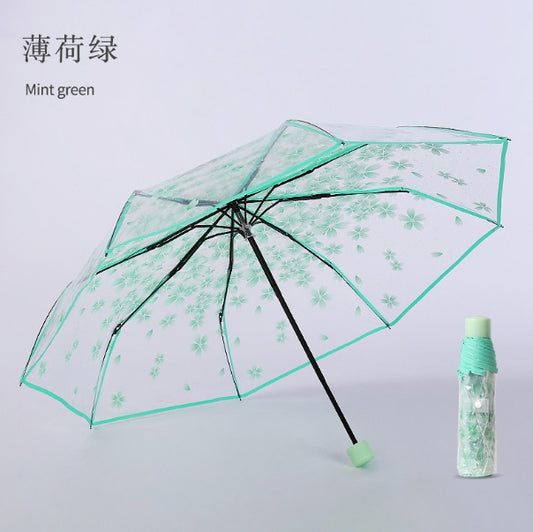 New Flower Print Transparent Umbrella