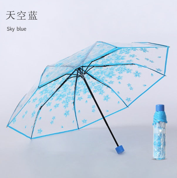 New Flower Print Transparent Umbrella