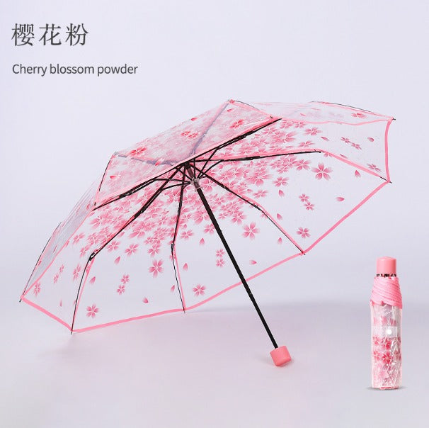 New Flower Print Transparent Umbrella