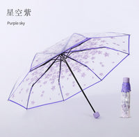 New Flower Print Transparent Umbrella