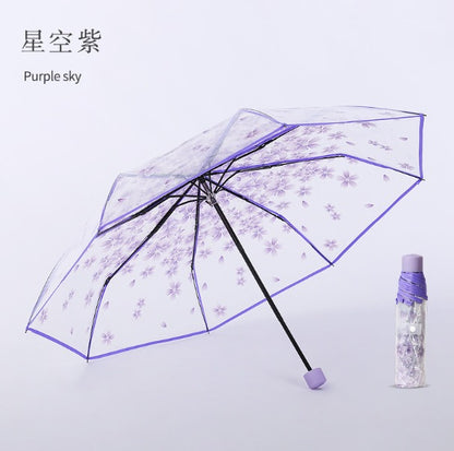 New Flower Print Transparent Umbrella