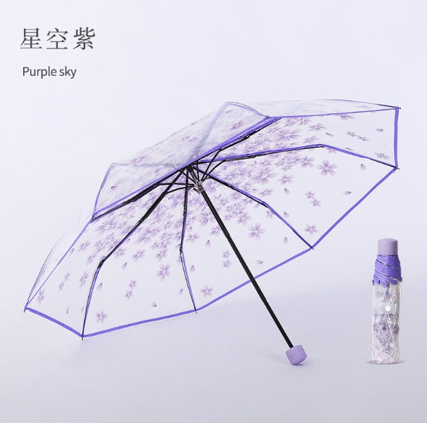 New Flower Print Transparent Umbrella