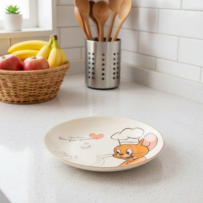 Tom & Jerry Cartoon Ceramic Snack Plate Set – Cute Kids Dessert Plate, Breakfast Plate, Serving Dish for Home, Kitchen & Gifts (Set of 2)